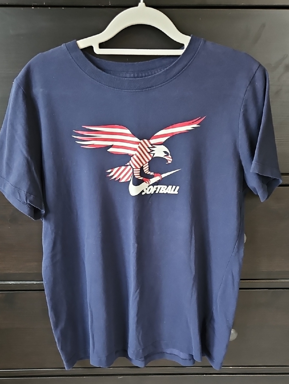Nike Navy Short-Sleeve Tee with Red & White Eagle Graphic